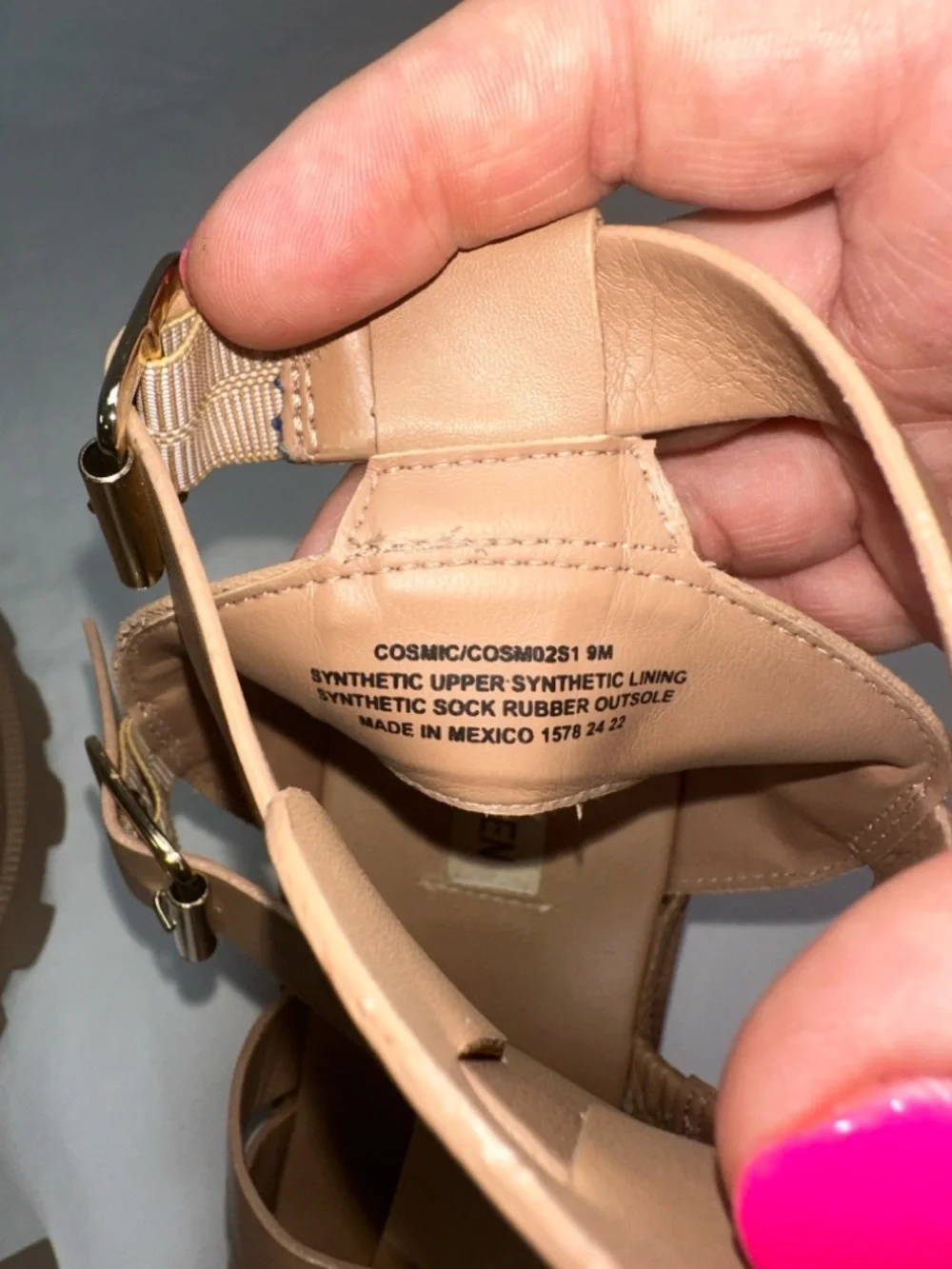 Steve Madden Cosmic Gladiator Platform Sandal Chunky Lug Sole Nude Womens Size 9